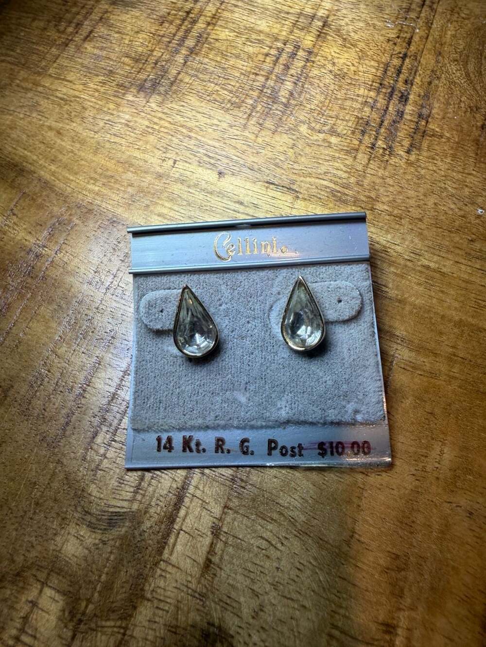 Cellini Vintage Pear Shaped Teardrop Stud Earrings with 14 Kt R.G. Posts